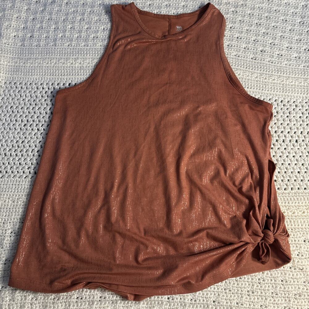 All in Motion Women's Rose Gold Metallic Knit Tank Top Athletic Workout Size S